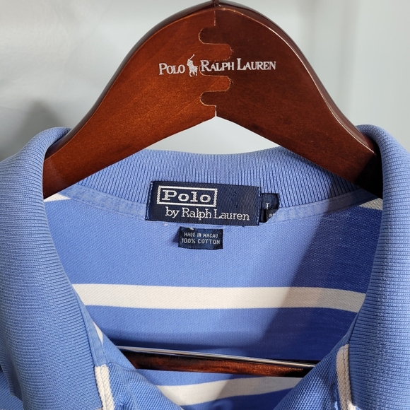 Blue and white striped Polo by Ralph Lauren L Blue and white striped Polo by Ralph Lauren L